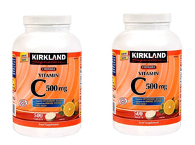 KIRKLAND Vitamine C 500 mg Tablettes à Croquer Orange, vue du côté de l'emballage