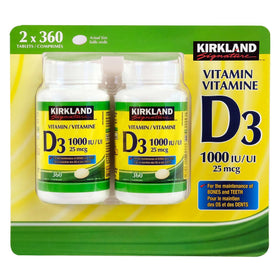 KIRKLAND Vitamine D3 1000UI 360 tablettes, boîte ouverte