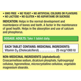 KIRKLAND Vitamine D3 1000UI 360 tablettes, mise en scène sur une table