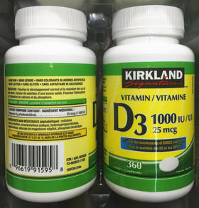 KIRKLAND Vitamine D3 1000UI 360 tablettes, prise de vue en situation