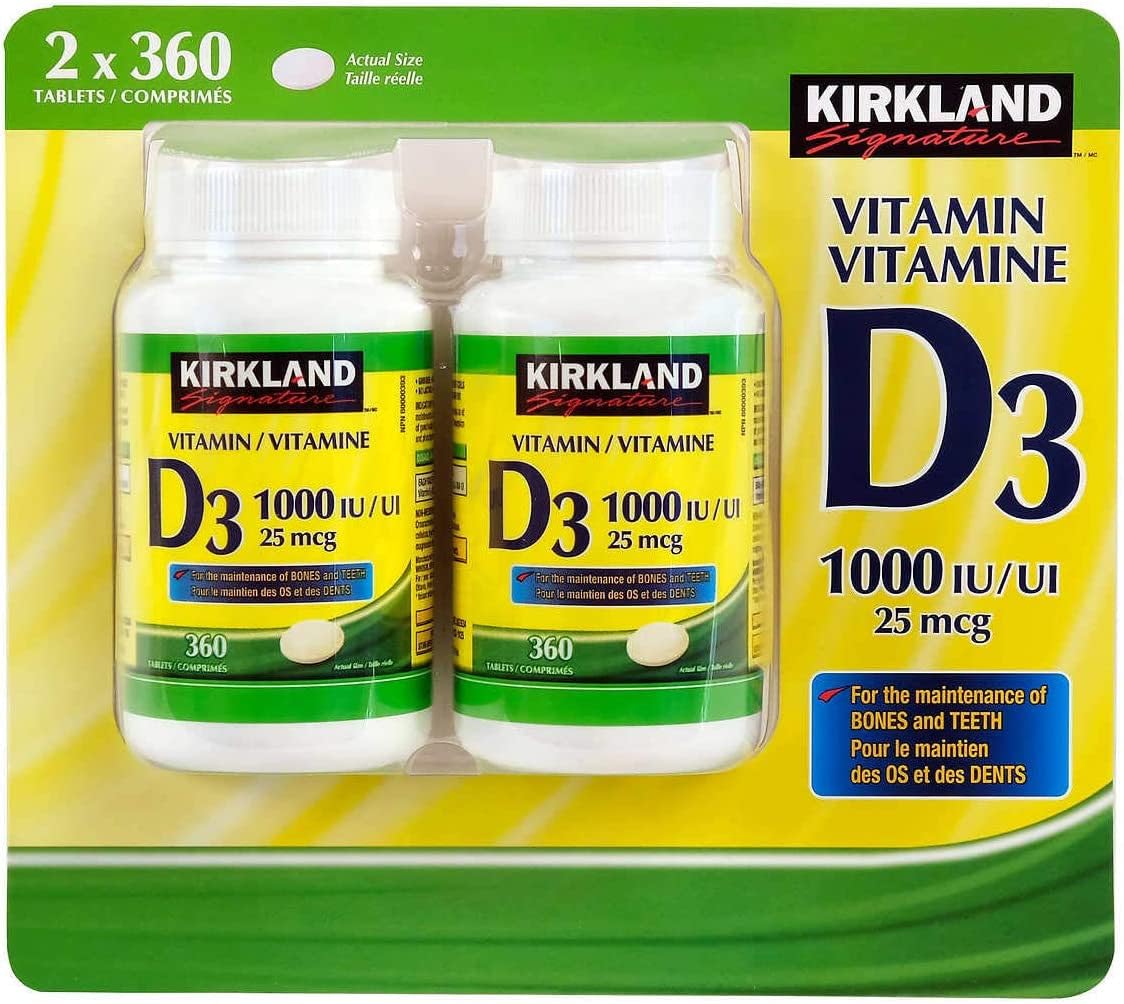 KIRKLAND Vitamine D3 1000UI 360 tablettes, vue de face