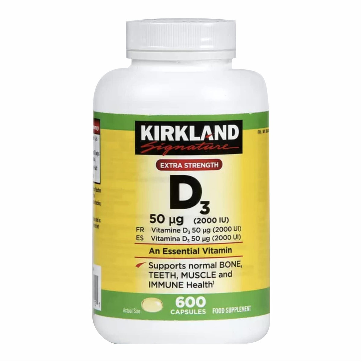 KIRKLAND Vitamine D3 600 gélules vue de face