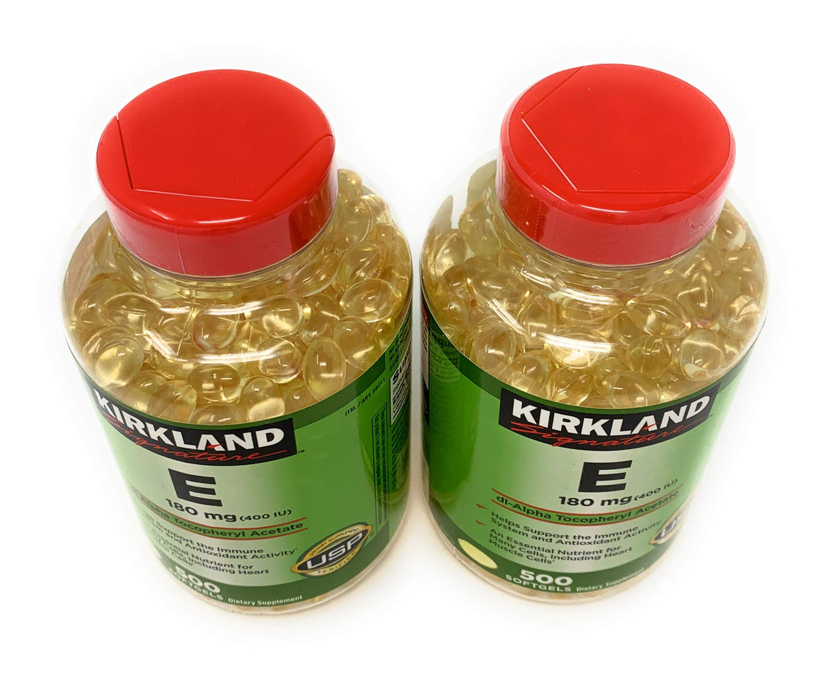 KIRKLAND Vitamine E 400 IU gélules molles avec étiquette