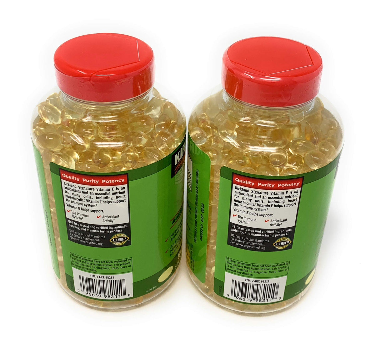 KIRKLAND Vitamine E 400 IU gélules molles vue de côté