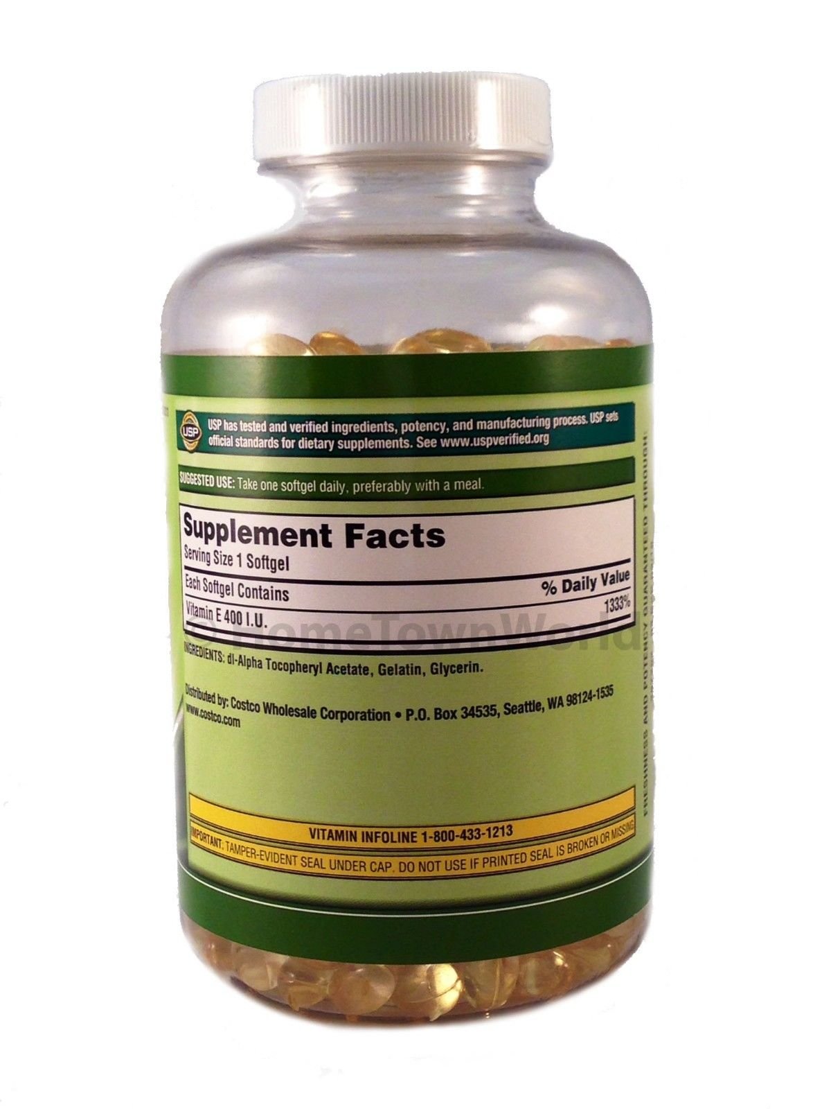 KIRKLAND Vitamine E 400 IU gélules souples avec étiquette