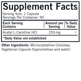 Kirkman Acétyl L-Carnitine 250 mg 90 capsules vue arrière