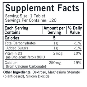 Kirkman Calcium 250mg comprimés à mâcher, emballage et dimensions