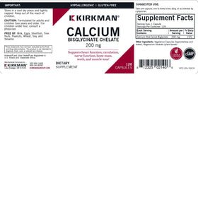 Kirkman Calcium Bisglycinate Chelate 200mg gélules en gros plan