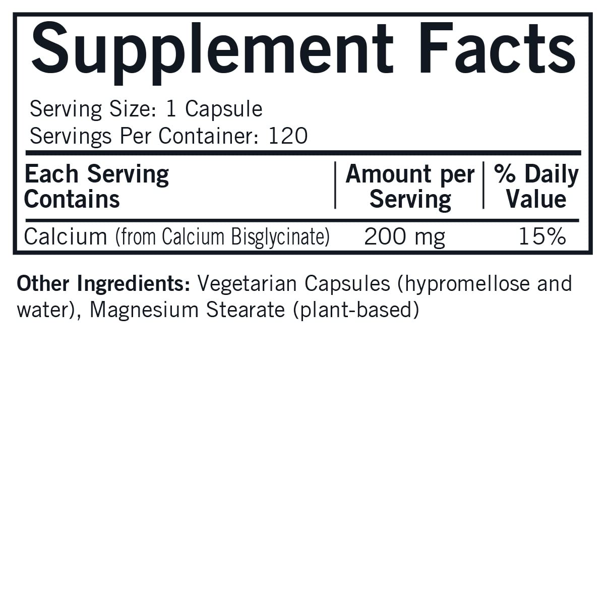 Kirkman Calcium Bisglycinate Chelate 200mg gélules et son emballage