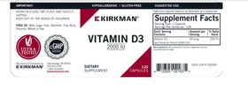 Kirkman Capsules de Vitamine D-3 2000 UI, capsules individuelles sur une surface