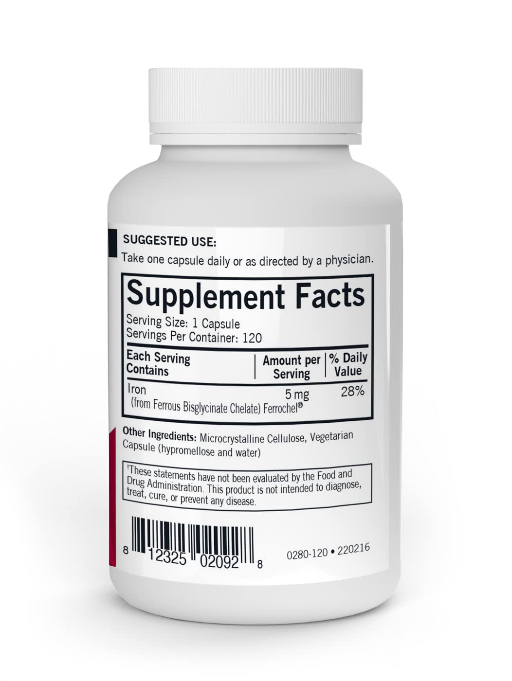 Kirkman Fer Ferrochel 5 mg capsules végétariennes vues de côté