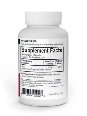 Kirkman Fer Ferrochel 5 mg capsules végétariennes vues de côté