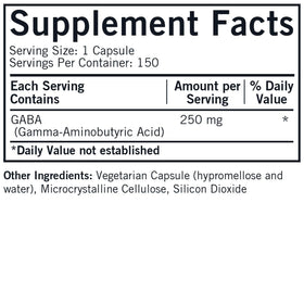 Kirkman GABA 250 mg capsules, étiquette avec dosage