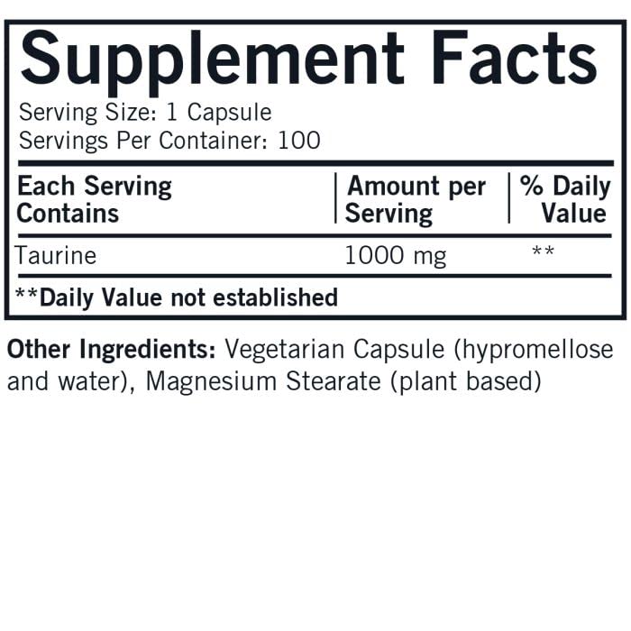 Kirkman L-Taurine 1000 mg emballage avec étiquette