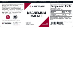 Kirkman Magnésium Malate 1000 mg capsules sur fond blanc