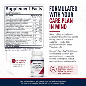 Kirkman Multivitamines Adultes avec étiquette visible