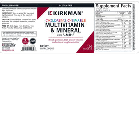 Kirkman Multivitamines Enfants capsules ouvertes montrant la taille