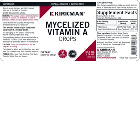 Kirkman Mycellized Vitamin A Liquide 30 ml étiquette et dosage