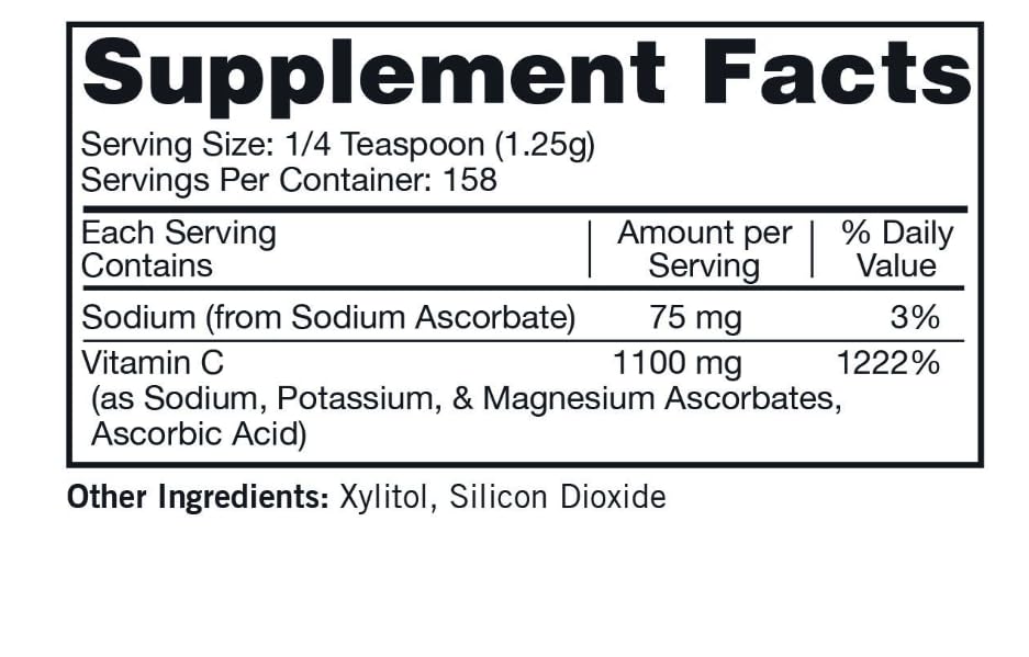 Kirkman Poudre de Vitamine C Tamponnée 240g emballage