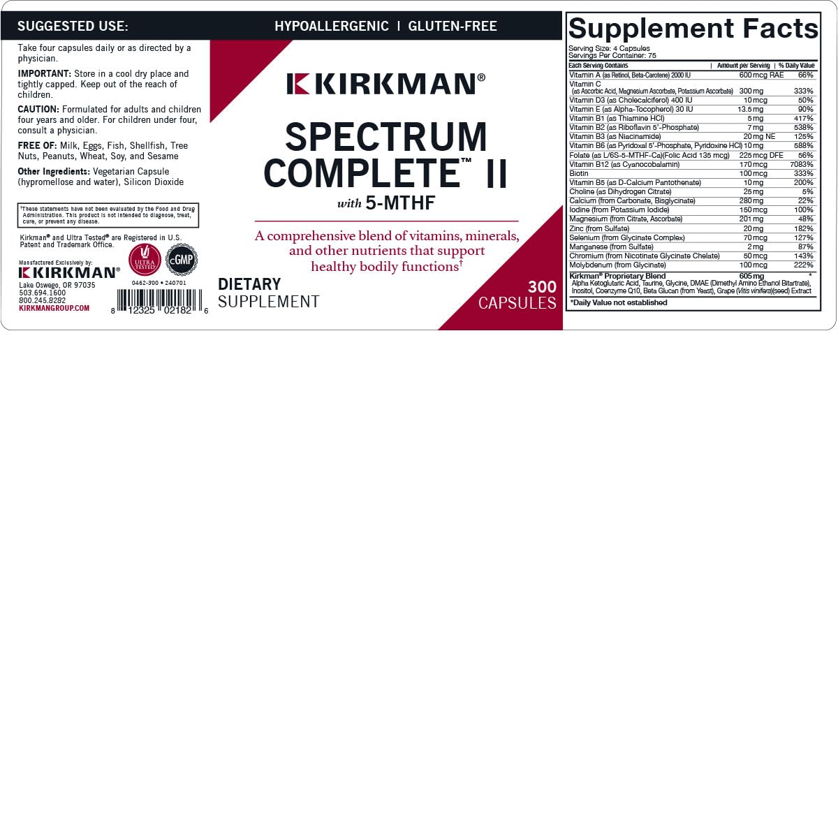 Kirkman Spectrum-Complete II Capsules Hypo 422g close-up of capsules
