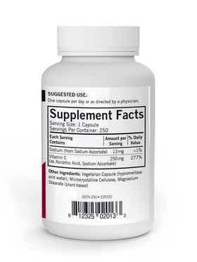 Kirkman Vitamine C 250 mg capsules sur fond blanc