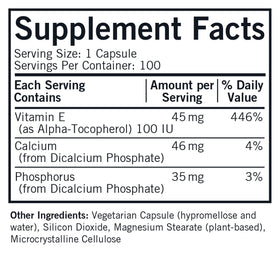 Kirkman Vitamine E 100 IU capsules végétales avec étiquette