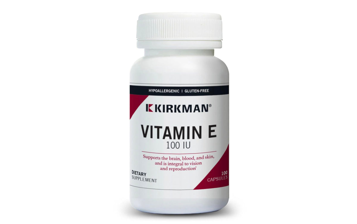 Kirkman Vitamine E 100 IU capsules végétales vue de face