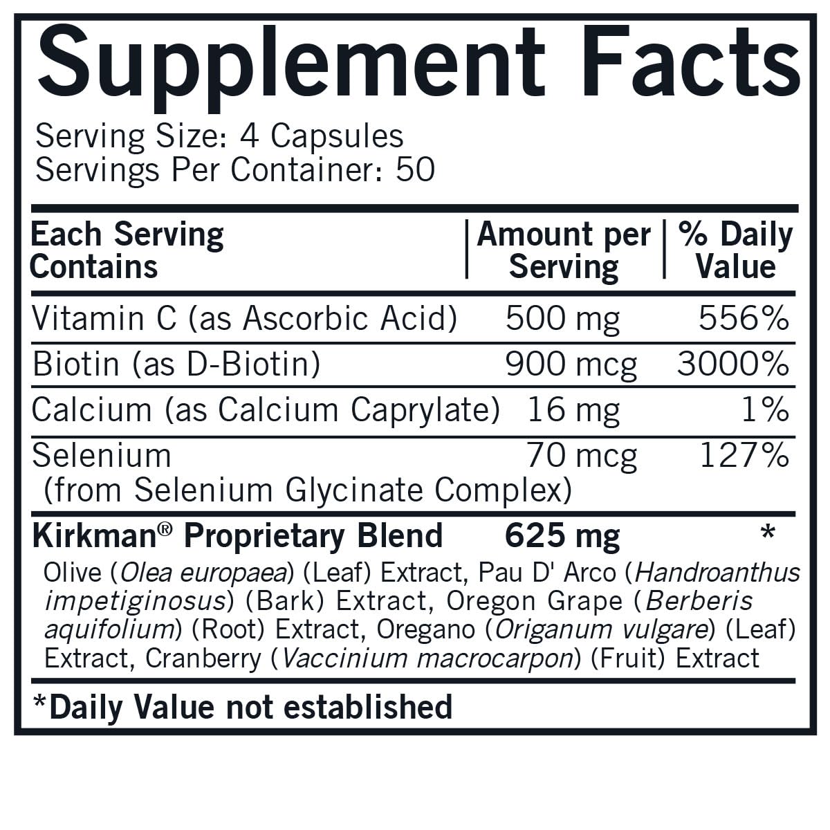 Kirkman Yeast Aid Advanced Formula 200 Capsules emballage