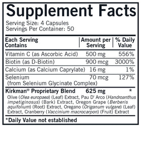 Kirkman Yeast Aid Advanced Formula 200 Capsules emballage