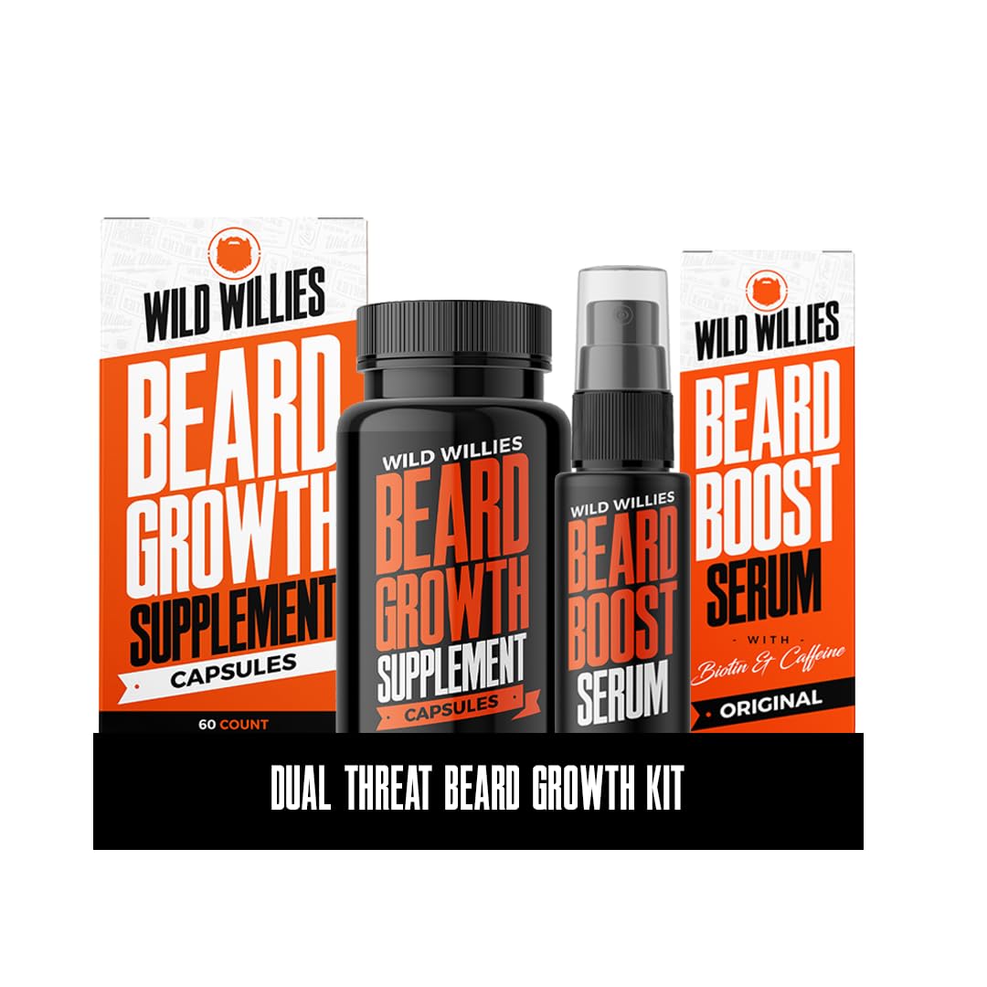 Kit de croissance de barbe Wild Willies avec sérum et capsules