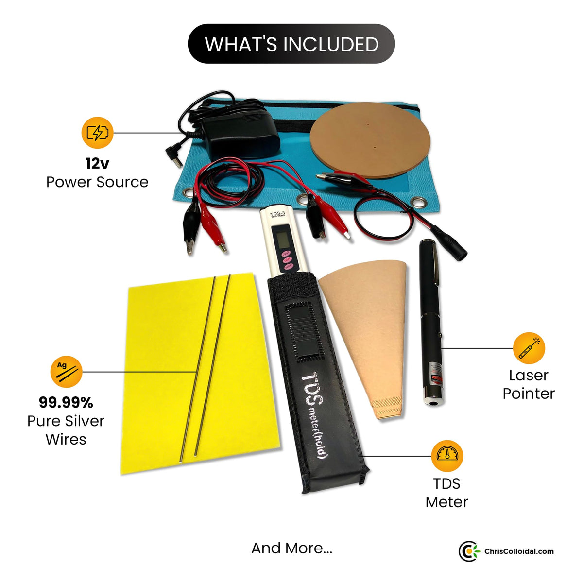 Kit de Générateur d'Argent Colloïdal Chris Colloidal avec accessoires