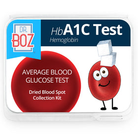 Kit de Test A1C à Domicile Dr. Boz vue de face avec tous les accessoires