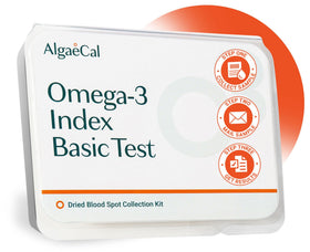 Kit de test Omega 3 ALGAECAL vue de l'avant avec échantillons