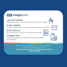 Kit de test OmegaQuant Omega-3 Index Plus avec échantillons