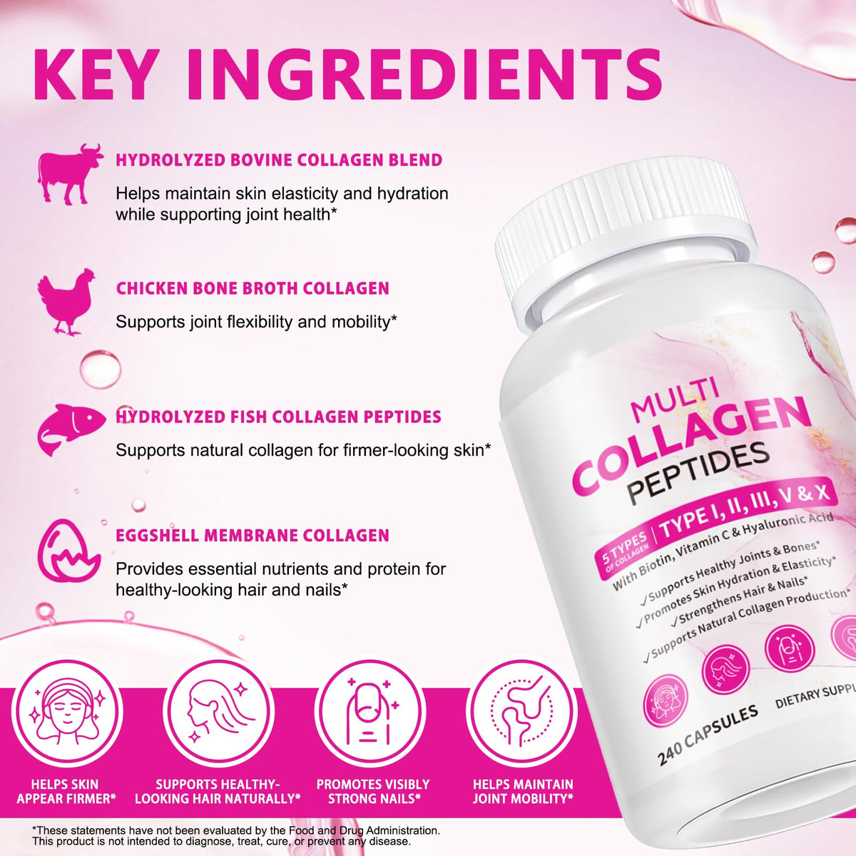 KITNOBLIS capsules de collagène dans une main