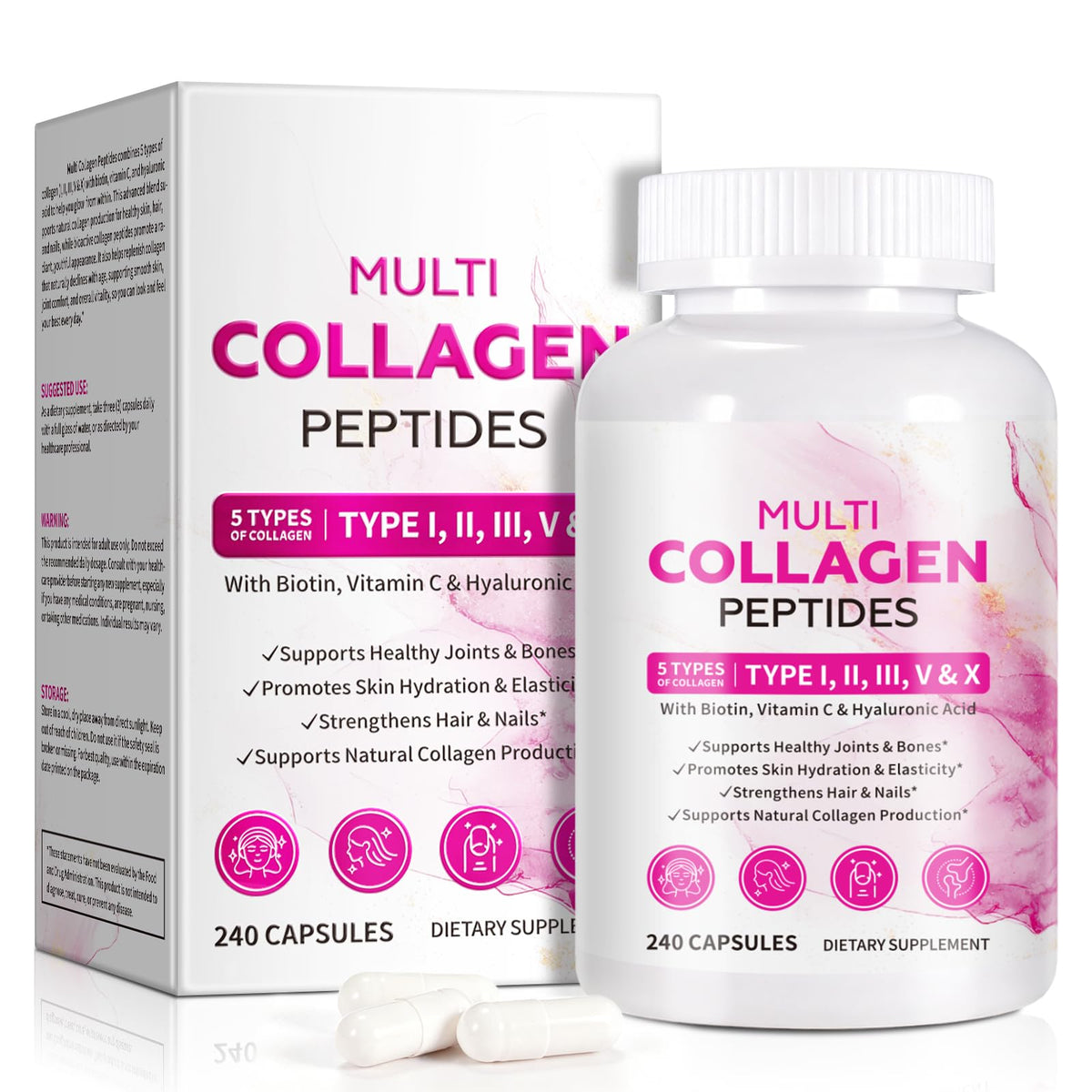 KITNOBLIS capsules de collagène multi-type vue de face