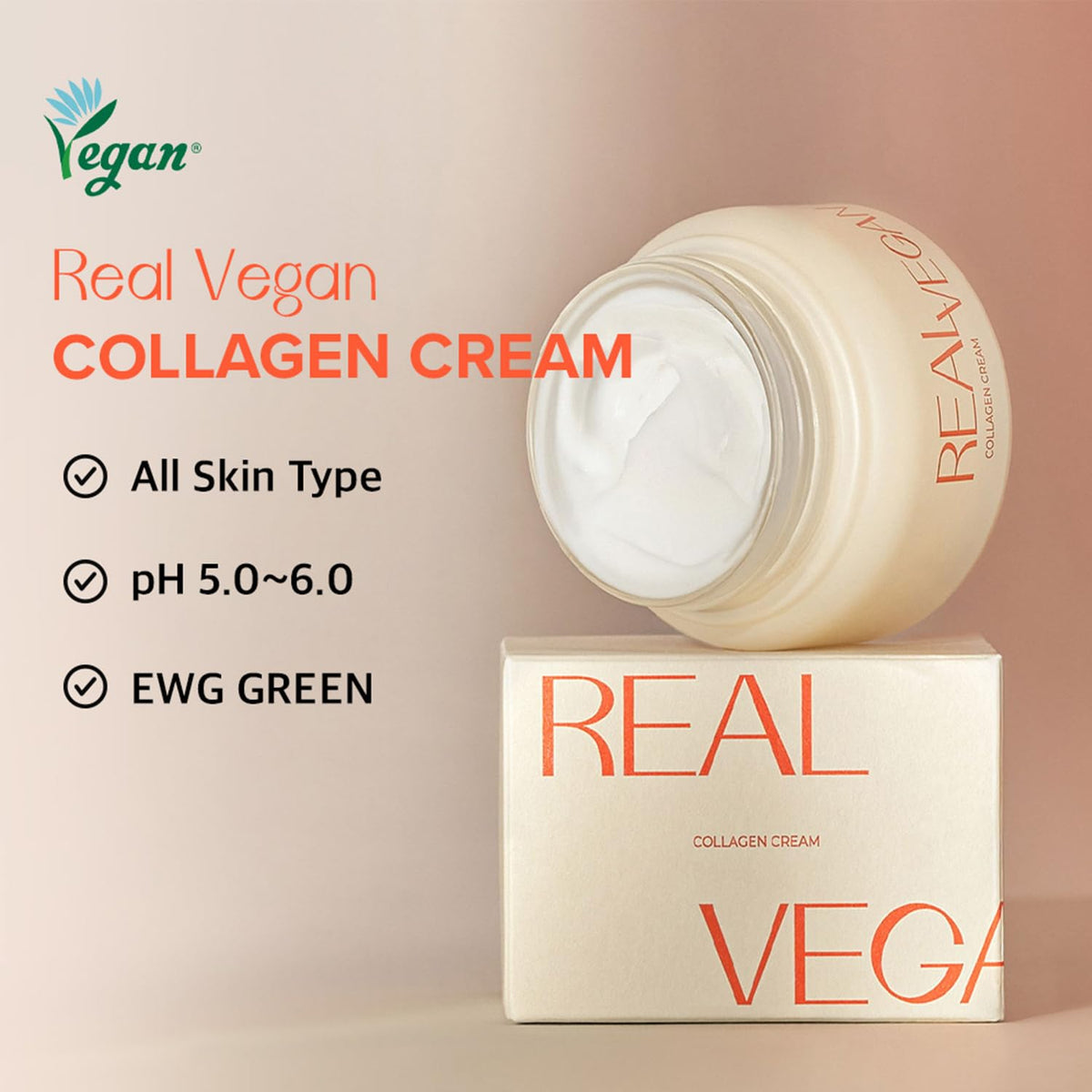 KLAVUU Crème Vegan Collagène 170g sur une table avec des carottes