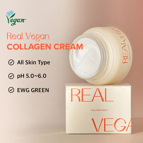 KLAVUU Crème Vegan Collagène 170g sur une table avec des carottes