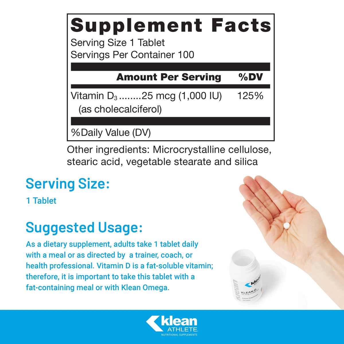 Klean Athlete Klean-D 100 comprimés emballage