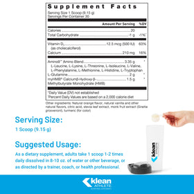 Klean Athlete Klean Essential Aminos + HMB 290g nutritional information