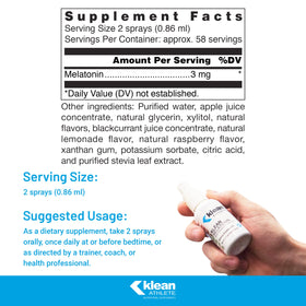 Klean Athlete Klean Melatonin Spray 3 mg framboise citronnade emballage