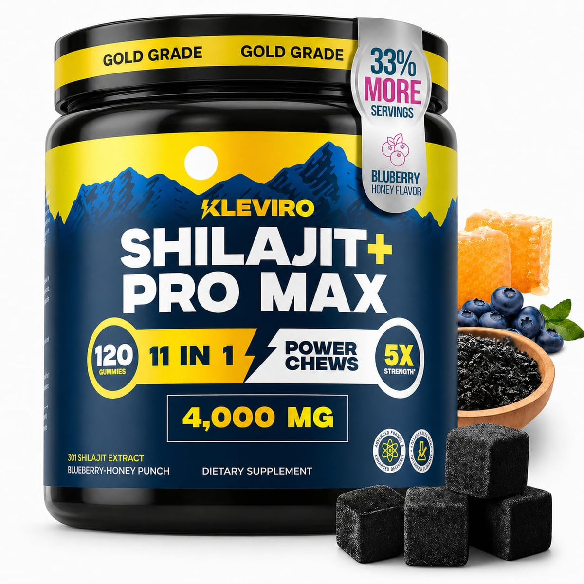 KLEVIRO Gummies Shilajit Pro Max boîte vue de face