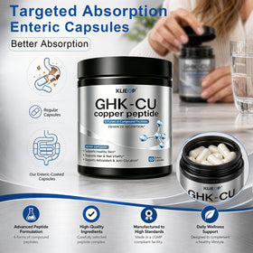 klieop GHK-Cu 15mg complément alimentaire à côté d'un verre d'eau