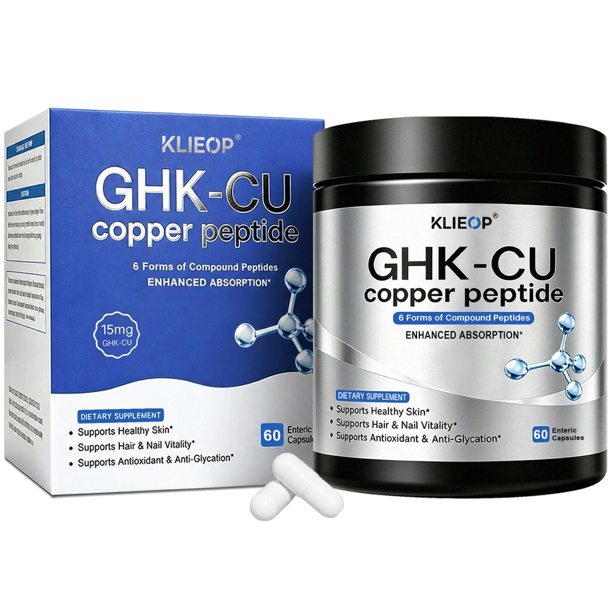 klieop GHK-Cu capsules dans une main