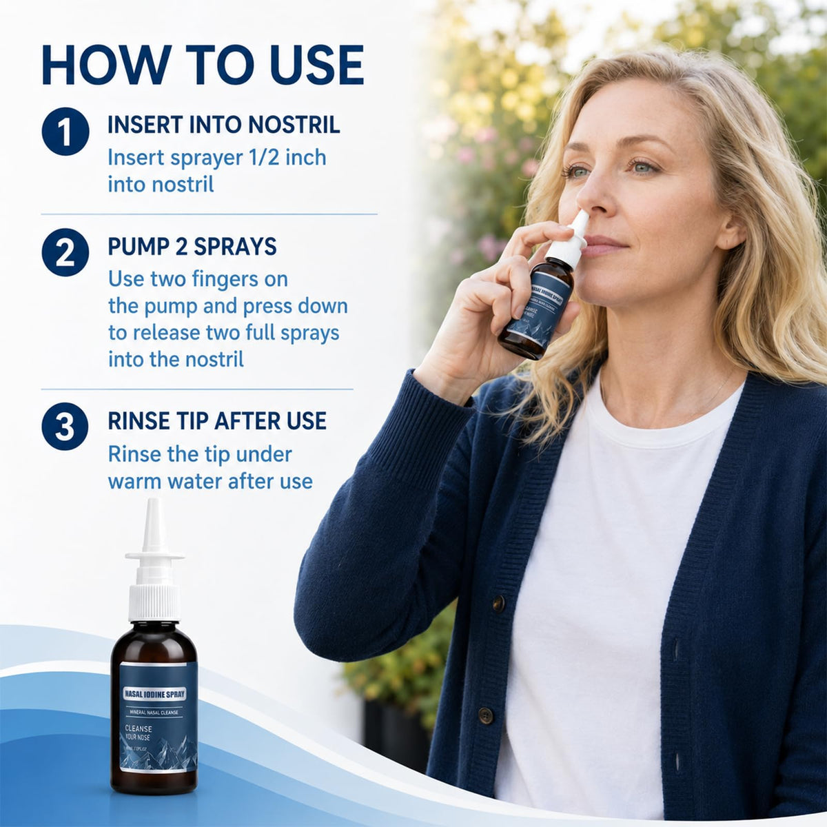 KLIFE Spray Nasal Iode, flacon avec brume fine visible