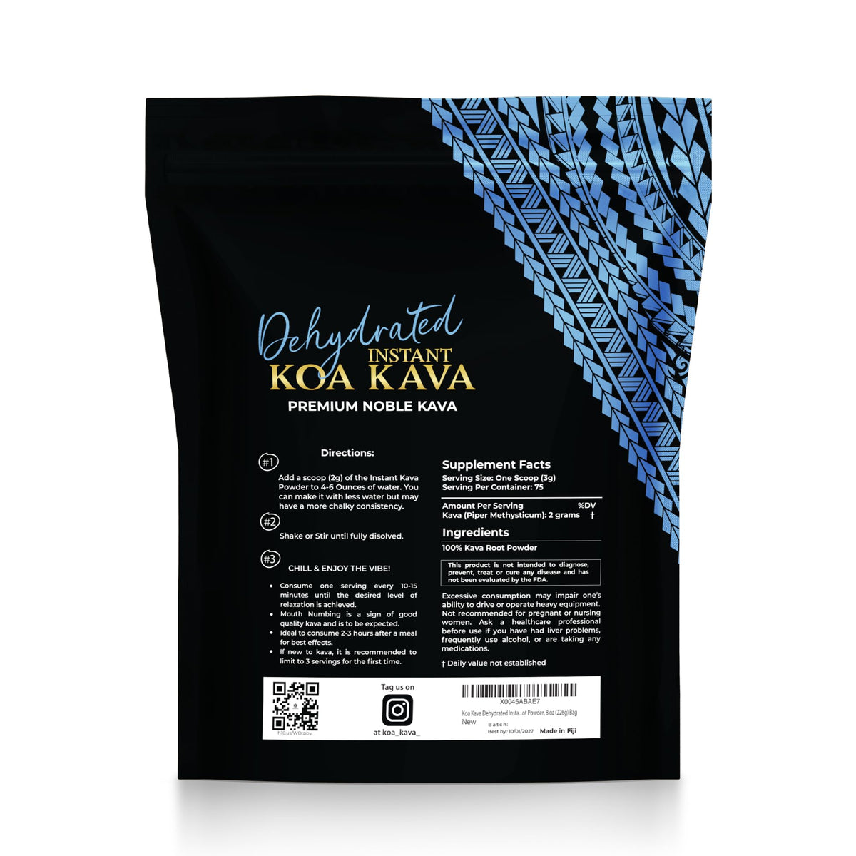 Koa Kava Déshydraté Instantané avec des ingrédients naturels