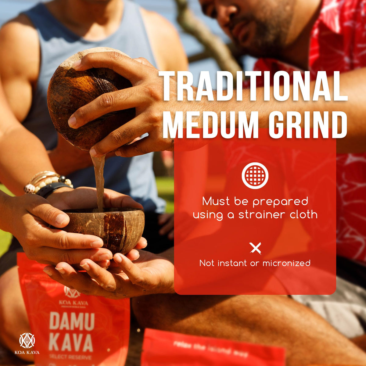 Koa Kava Poudre Damu Kava 1kg avec des racines de kava