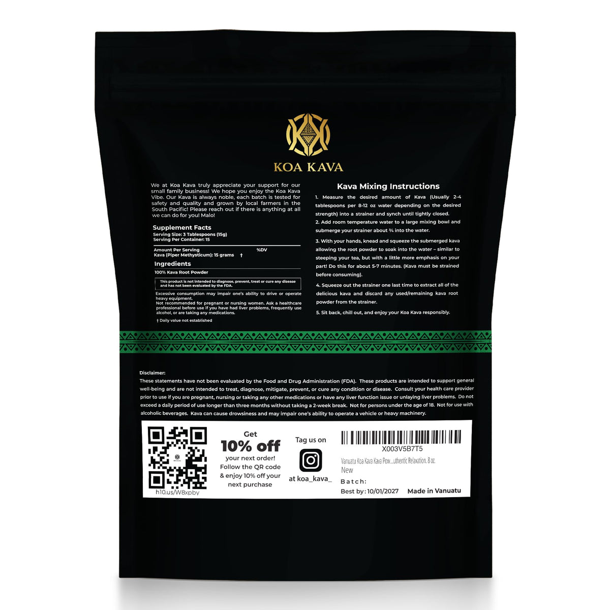 Koa Kava Poudre Waka Kava 235g dans un environnement naturel