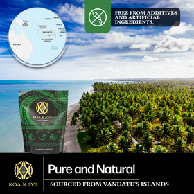 Koa Kava Poudre Waka Vanuatu 1 KG sur une table