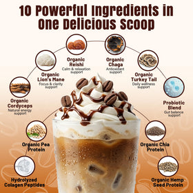 Koeleuok Poudre de Café Protéiné Mocha Froid en préparation avec de l'eau chaude